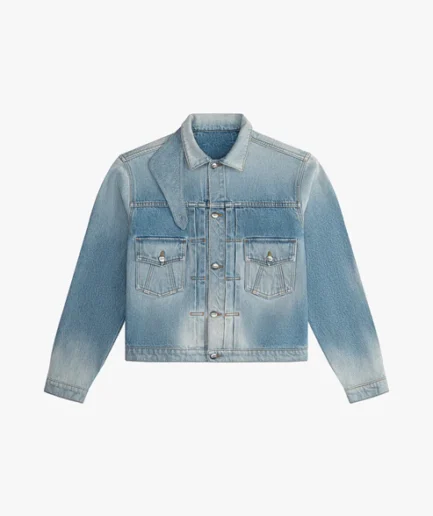 NECK-STRAP DROP-NECK DENIM TRUCKER JACKET