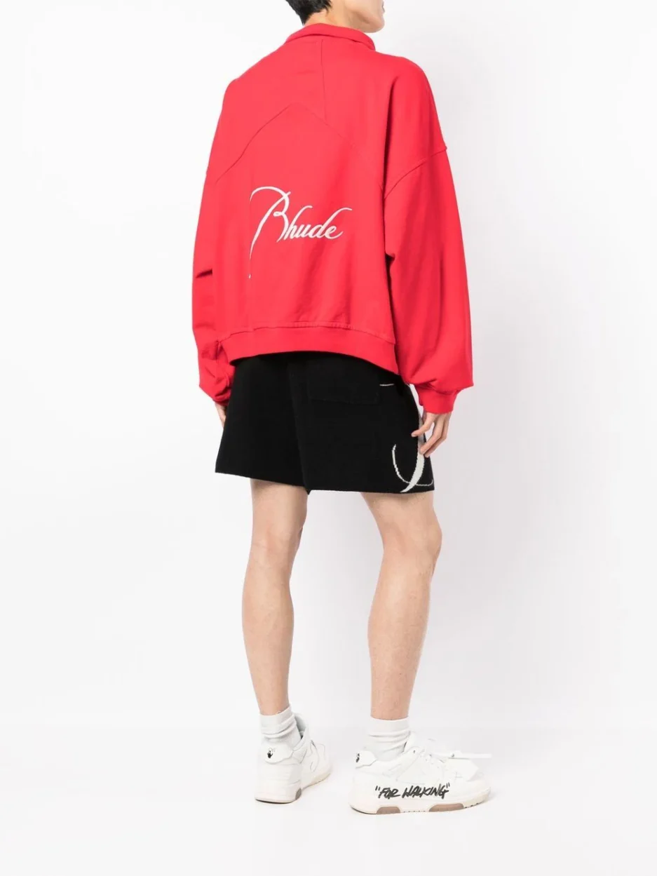 RHUDE embroidered half-zip sweatshirt