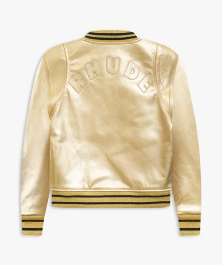 METALLIC LEATHER BOMBER