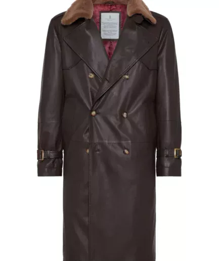 Brunello Cucinelli double-breasted leather coat