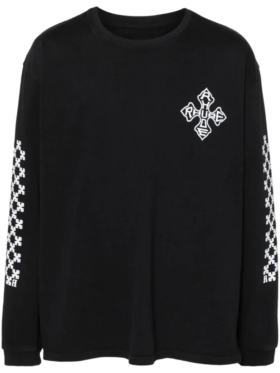 RHUDE Cross-print cotton sweatshirt