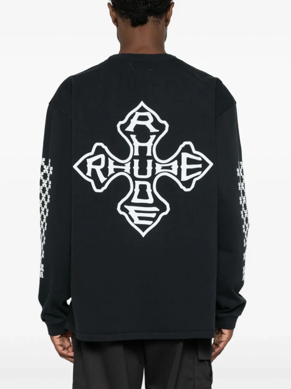 RHUDE Cross-print cotton sweatshirt