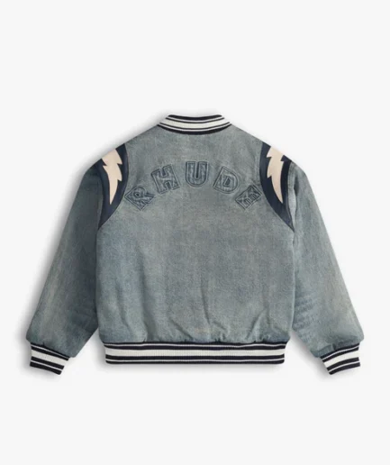 DENIM LIGHTNING VARSITY JACKET