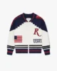 RHPS24SW07504142 RHUDE ST CROIX KNIT ZIP UP CREAM NAVY RED 1