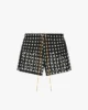 RHSS24SH10016119 RHUDE LOGO POLKA DOT SWIM SHORTS BLACK WHITE 1