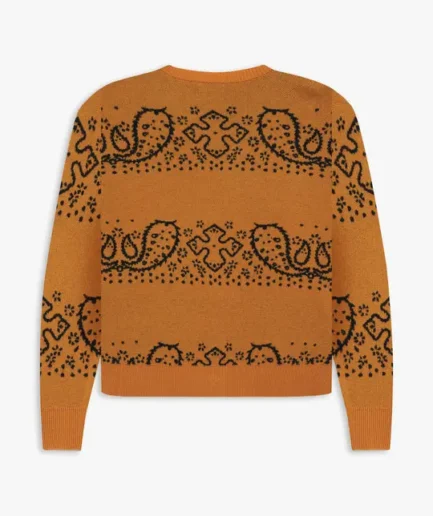 Rhude Bandana Knit Cardigan Sweatshirt Orange