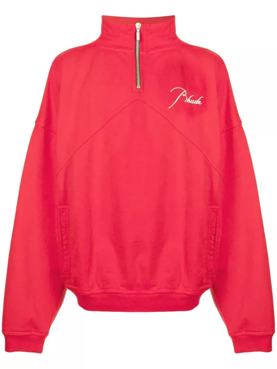 RHUDE embroidered half-zip sweatshirt