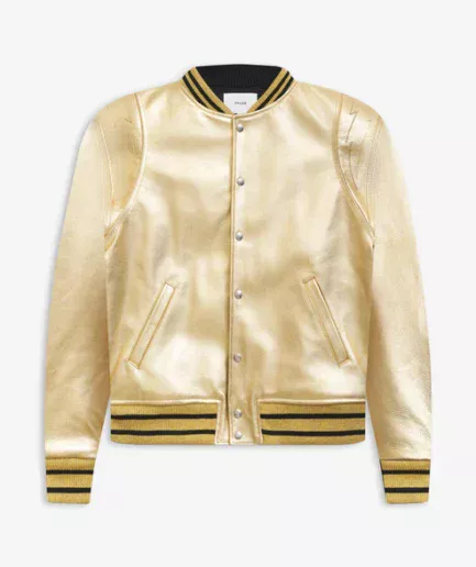 METALLIC LEATHER BOMBER