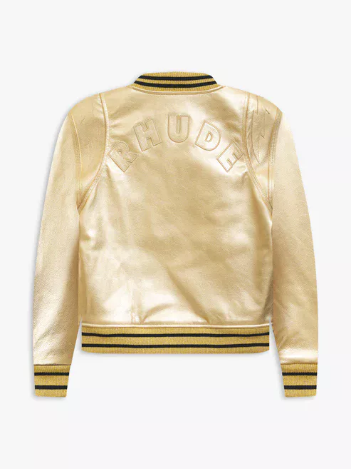 METALLIC LEATHER BOMBER