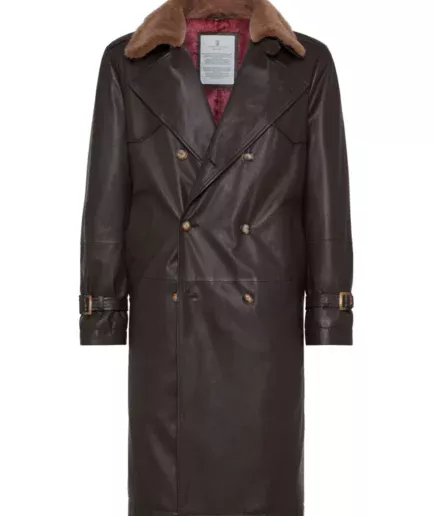 Brunello Cucinelli double-breasted leather coat