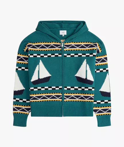 RHUDE BATEAU KNIT ZIP UP HOODIE