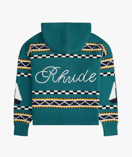 RHUDE BATEAU KNIT ZIP UP HOODIE