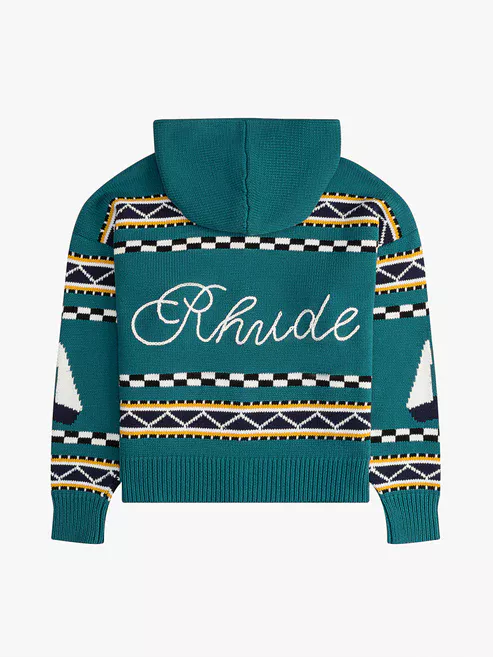 RHUDE BATEAU KNIT ZIP UP HOODIE