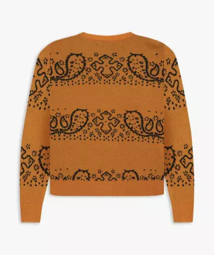 Rhude Bandana Knit Cardigan Sweatshirt Orange